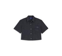 HUGO Relaxed-Fit Bluse aus leichtem Denim in Cropped-Länge - Style Erynn_B, 50559135 Dunkelblau 44