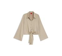 HUGO Relaxed-Fit Bluse aus Stretch-Satin mit Krawatten-Detail - Style Errika, 50531538 Beige 40