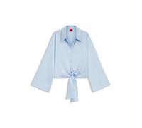 HUGO Relaxed-Fit Bluse aus Stretch-Satin mit Krawatten-Detail - Style Errika, 50531538 Hellblau 34