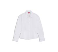 HUGO Relaxed-Fit Bluse mit Schößchen-Saum - Style Emperor, 50552863 Weiß 44
