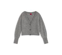HUGO Relaxed-Fit Cardigan aus strukturierter Wolle - Style Sirala, 50569399 Hellgrau M