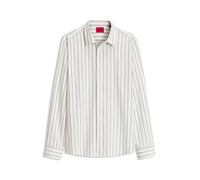 HUGO Relaxed-Fit Hemd aus gebürstetem Baumwoll-Flanell - Style Emero, 50549740 Weiß gestreift XXL