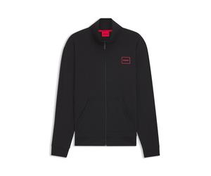 HUGO Relaxed-Fit Jacke aus Stretch-Baumwolle mit eingerahmtem Logo - Style Laze Zip Jacket, 50525245 Schwarz M