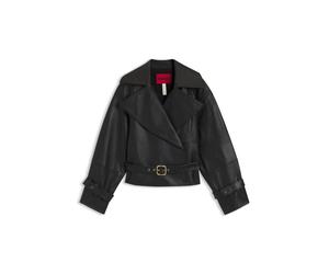 HUGO Relaxed-Fit Lederjacke mit Gürtel - Style Lanitte, 50560068 Schwarz L