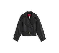 HUGO Relaxed-Fit Lederjacke mit Gürtel - Style Lanitte, 50560068 Schwarz S