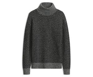 HUGO Relaxed-Fit Rollkragenpullover mit Fischgrätmuster - Style Sherborne, 50570240 Dunkelgrau XL