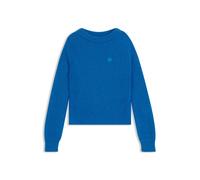 HUGO Relaxed-Fit Strickpullover mit Happy HUGO Aufnäher - Style Slogerynna_B, 50548138 Blau XL