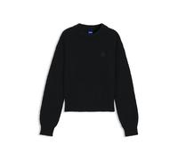 HUGO Relaxed-Fit Strickpullover mit Happy HUGO Aufnäher - Style Slogerynna_B, 50548138 Schwarz L