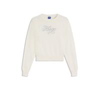 HUGO Relaxed-Fit Strickpullover mit Logo aus metallisierten Garnen - Style Slogix_B, 50548145 Weiß XL
