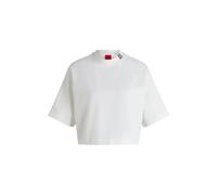 HUGO Relaxed-Fit T-Shirt aus Baumwoll-Jersey in Cropped-Länge mit Stack-Logo - Style Damelody, 50520187 Weiß L