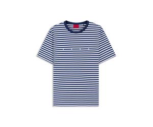 HUGO Relaxed-Fit T-Shirt aus Baumwoll-Jersey mit Streifen-Muster - Style Demptee, 50563797 Weiß / Blau XS