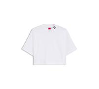 HUGO Relaxed-Fit T-Shirt aus Baumwolle in Cropped-Länge mit Nacken-Logo - Style Damelody, 50561189 Weiß XS