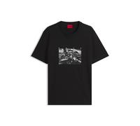 HUGO Relaxed-Fit T-Shirt aus Baumwolle mit Grafik-Print - Style Dikems, 50568628 Schwarz XL