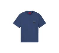 HUGO Herren Dusplito Relaxed-Fit T-Shirt aus Baumwolle mit Split-Logos Blau S