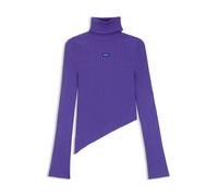 HUGO Rippstrickpullover mit Logo-Aufnäher und asymmetrischem Saum - Style Somyna_B, 50548163 Lila L