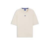 HUGO Strickpullover mit kurzen Ärmeln und blauem Logo-Aufnäher - Style San Carson-CP, 50543765 Natur L