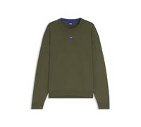 HUGO Relaxed-Fit Pullover mit blauem Logo-Aufnäher - Style San Casey-CP, 50543784 Olive XL