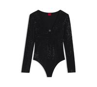 HUGO Schimmernder Body aus Stretch-Jersey mit Stack-Logo-Besatz - Style Dammery, 50546238 Schwarz L