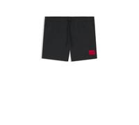 HUGO Schnell trocknende Badeshorts mit rotem Logo-Etikett - Style DOMINICA, 50493450 Schwarz XL