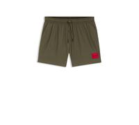 HUGO Schnell trocknende Badeshorts mit rotem Logo-Label - Style DOMINICA, 50493450 Dunkelgrün XXL