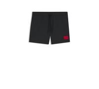 HUGO Badeshorts Dominica – schnell trocknend, rotes Logo-Etikett – Schwarz XXL