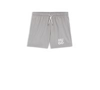 HUGO Schnell trocknende Badeshorts mit Stacked-Logo-Print - Style PAOLO, 50545464 Hellgrau M