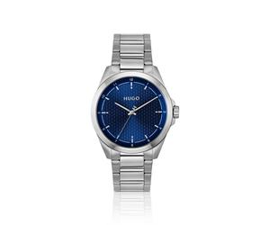 HUGO Seam Uhr aus Edelstahl mit blauem strukturiertem Zifferblatt - Style #SEAM, 58733313 Silberfarben ONESI