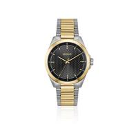 HUGO Seam zweifarbige Uhr mit schwarzem strukturiertem Zifferblatt - Style #SEAM, 58733314 Silberfarben ONESI