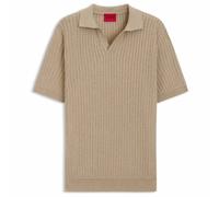 HUGO Regular Fit Poloshirt aus Baumwoll-Leinen-Mix Modell 'SEEMANT' in Beige, Größe M