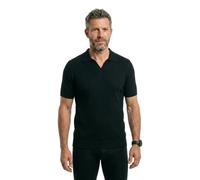 HUGO Strick-Poloshirt aus Baumwoll-Leinen-Jacquard mit Johnny-Kragen - Style Seemant, 50564219 Dunkelblau M