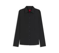HUGO Slim-Fit Bluse aus bügelleichtem Baumwoll-Mix mit Twill-Struktur - Style The Fitted Shirt, 50554568 Schwarz 36