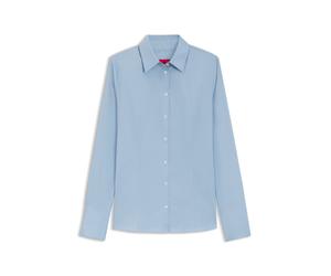 HUGO Slim-Fit Bluse aus bügelleichtem Baumwoll-Mix mit Twill-Struktur - Style The Fitted Shirt, 50554568 Hellblau 36