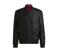HUGO Slim-Fit Bomberjacke aus Leder - Style Lenno, 50481934 Schwarz S