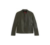 HUGO Slim-Fit Jacke aus genarbtem Leder - Style Lokis-3, 50540984 Dunkelgrün L