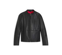 HUGO Slim-Fit Jacke aus genarbtem Leder - Style Lokis-3, 50540984 Schwarz XXL