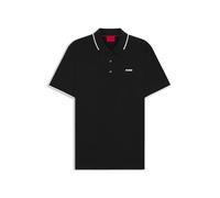 HUGO Slim-Fit Poloshirt aus Stretch-Baumwolle mit kontrastfarbenen Details - Style Dinoso222, 50467344 Schwarz L