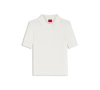 HUGO Slim-Fit Pullover mit Polokragen und Rippstruktur - Style Sareplette, 50557771 Weiß M