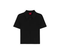 HUGO Slim-Fit Pullover mit Polokragen und Rippstruktur - Style Sareplette, 50557771 Schwarz M