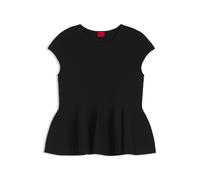 HUGO Slim-Fit Pullover mit Schößchensaum - Style Siefata, 50562667 Schwarz L