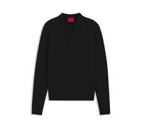 Hugo Slim-Fit Polopullover San Pippo-CV (50532050) aus Strick, verdeckte Knopfleiste Schwarz M