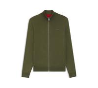 HUGO Slim-Fit Strickjacke aus Baumwolle mit Logo-Detail - Style San Jacomo-C, 50553606 Olive M