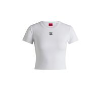HUGO Slim-Fit T-Shirt aus Baumwoll-Mix mit Logo-Stickerei - Style Delanor, 50512000 Weiß XS