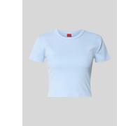 HUGO Slim Fit T-Shirt aus Baumwoll-Mix Modell 'DELANOR' in Hellblau, Größe L