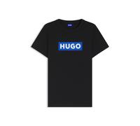 HUGO Slim-Fit T-Shirt aus Baumwolle mit blauem Logo in Box - Style Classic Tee_B, 50510772 Schwarz L