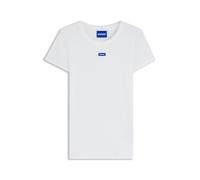 HUGO Slim-Fit T-Shirt aus gerippter Stretch-Baumwolle mit Logo - Style Easy Tee_B, 50523924 Weiß XL