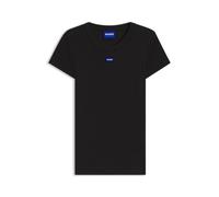 HUGO Slim-Fit T-Shirt aus Stretch-Baumwolle mit Logo-Badge - Style Easy Tee_B, 50523924 Schwarz L