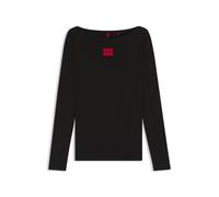 HUGO Slim-Fit Thermo-Top mit rotem Logo-Label - Style LS-SHIRT THERMAL, 50486081 Schwarz S