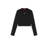 HUGO Damen Longsleeve DAFILOMENA cropped, schwarz, Gr. XL