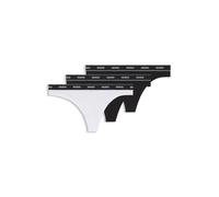HUGO Slip aus Stretch-Baumwolle mit Logo-Bund - Style TRIPLET THONG STRIPE, 50469681 Weiß / Schwarz L