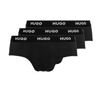 HUGO Herren Hipbrief 3er-Pack, 95% Baumwolle, 5% Elasthan, Logo-Bund, Schwarz L